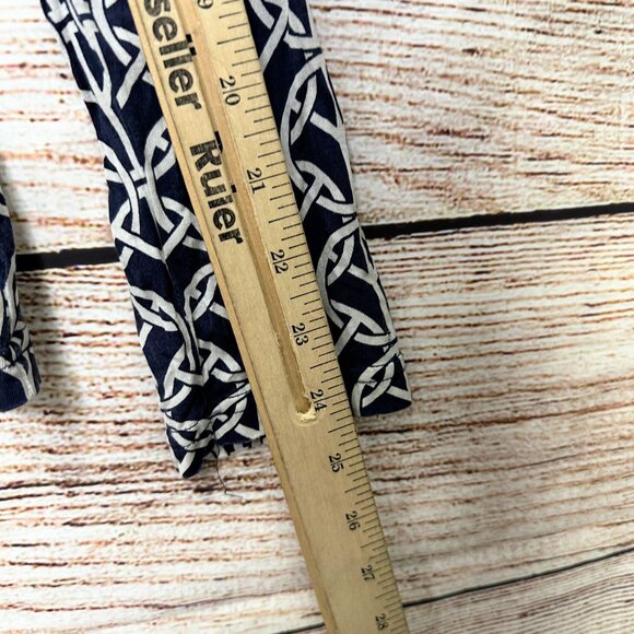 Tory Burch Silk Long Sleeve Top Women’s M Navy White Geometric Print Lightweight - Picture 6 of 11